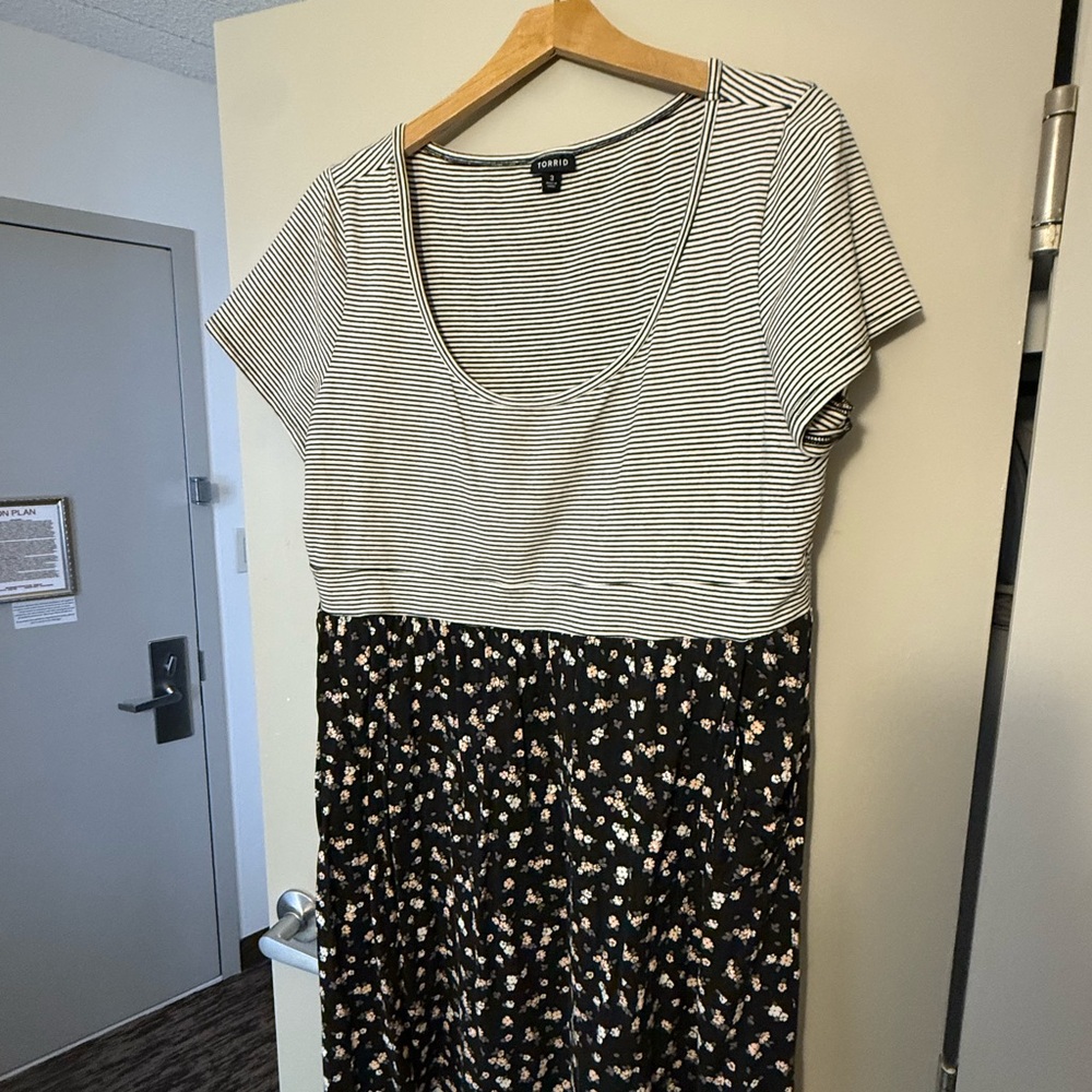 Torrid Black and White Striped Top